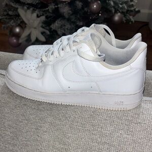 Nike All-White Air Force 1 Sneakers with shoe crease protector